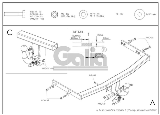 Фаркоп швидкознімний Audi A3 1996-2003 (окрім 4Х4 та S-Line) #3