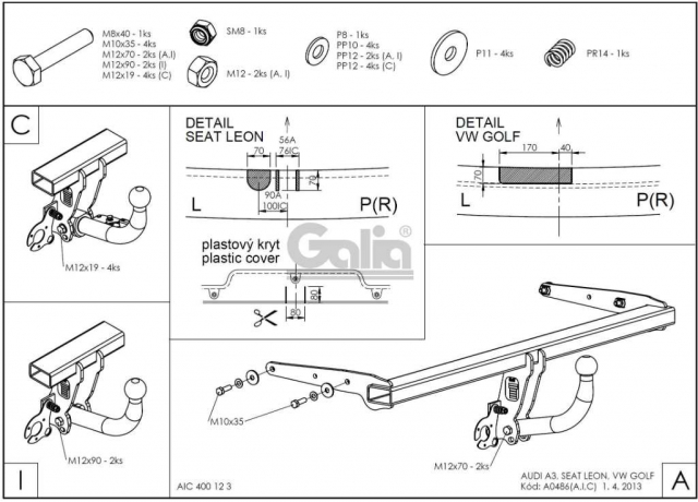 Фаркоп швидкознімний Seat Leon 2013-2017 (хетчбек) #16