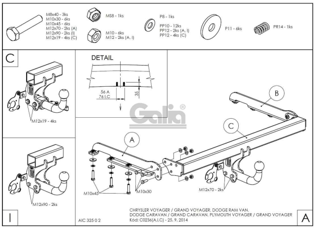 Фаркоп швидкознімний Chrysler Grand Voyager 2001-2008 #6