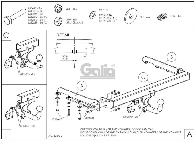 Фаркоп знімний Chrysler Grand Voyager 2001-2008 #8