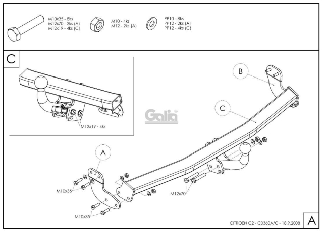 Фаркоп швидкознімний Citroen C2 2003-2009 #2