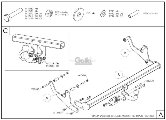 Фаркоп швидкознімний Renault Sandero 2007-2012 (+Stepway) #3