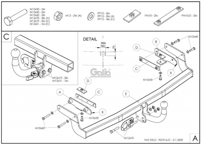 Фаркоп знімний Fiat Stilo 2001-2007 (хетчбек) #12