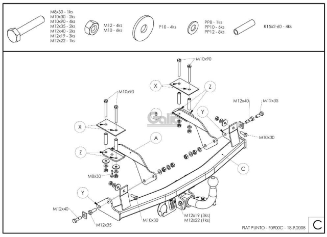 Фаркоп швидкознімний Fiat Punto 1999-2011 #2