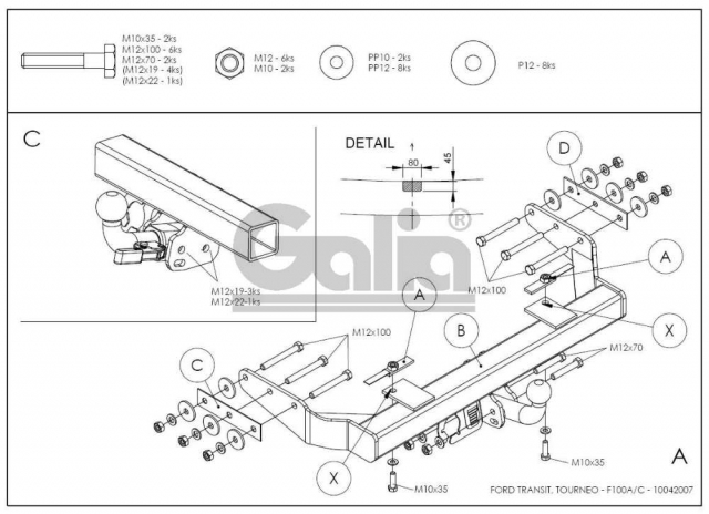 Фаркоп знімний Ford Transit 2000-2006; 2006-2013 (без підніжки) #6