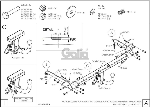 Фаркоп швидкознімний Fiat Grande Punto 2006-2011 #9