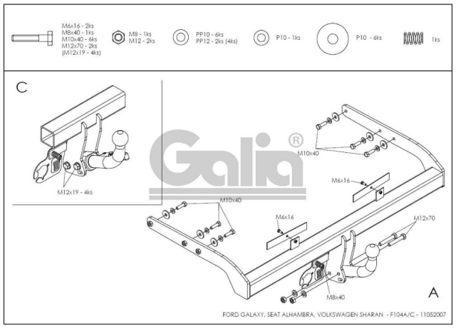 Фаркоп швидкознімний Seat Alhambra 2000-2010 #10