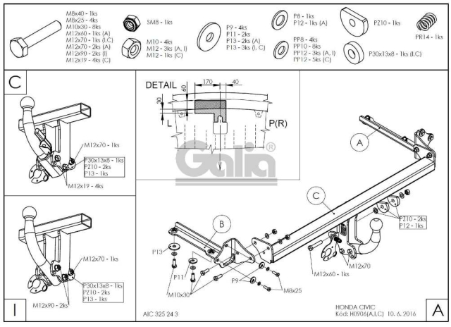 Фаркоп швидкознімний Honda Civic 2011-2017 (хетчбек 5 дв.) #11