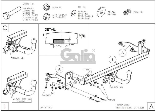 Фаркоп швидкознімний Honda Civic 2016-2021 (седан) #9