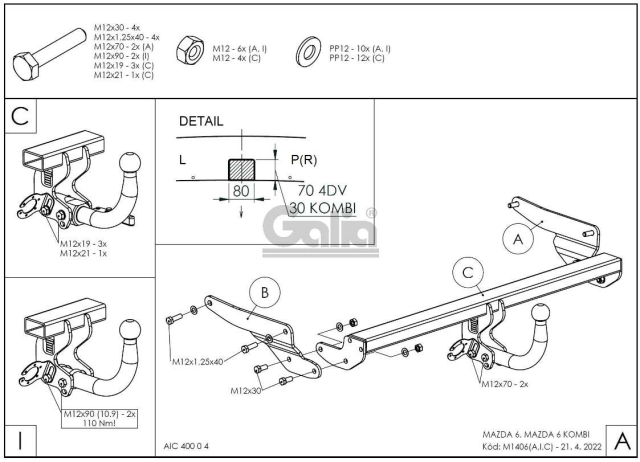 Фаркоп швидкознімний Mazda 6 2013- (седан, универсал) #5