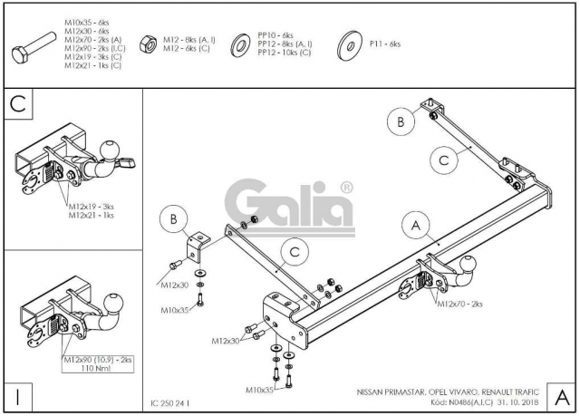 Фаркоп швидкознімний Renault Trafic 2001-2014 #5