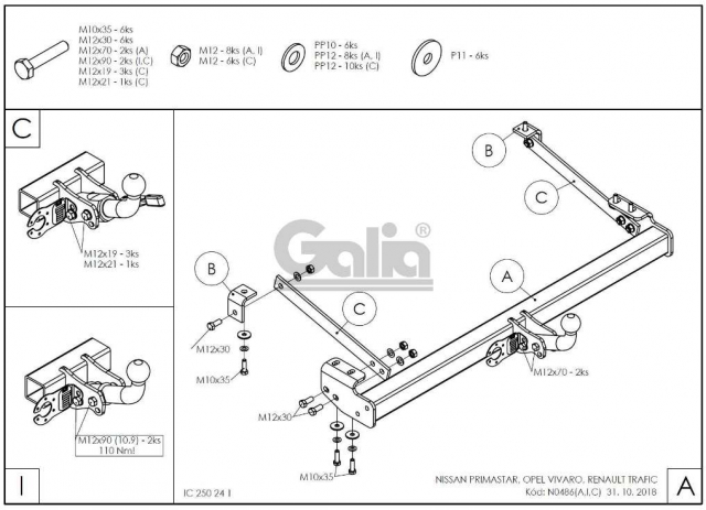Фаркоп швидкознімний Opel Vivaro 2001-2014 #1