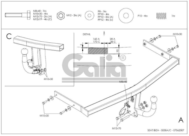 Фаркоп швидкознімний Seat Ibiza 2002-2008 (хетчбек) #10