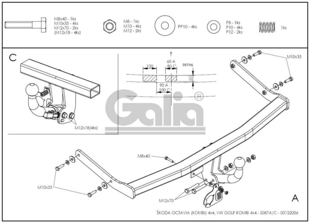 Фаркоп знімний Volkswagen Golf IV 1997-2003 (універсал) 4Х4 #4