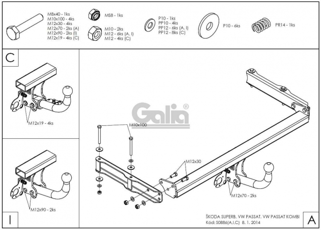 Фаркоп знімний Volkswagen Passat B5 1996-2005 (седан, універсал) окрім 4Х4 #6