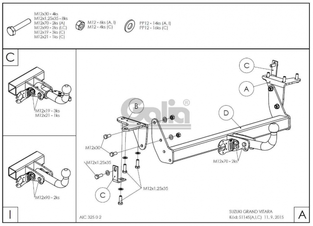 Фаркоп швидкознімний Suzuki Grand Vitara 2005-2010 (3 двері; з запаскою на дверях) #12