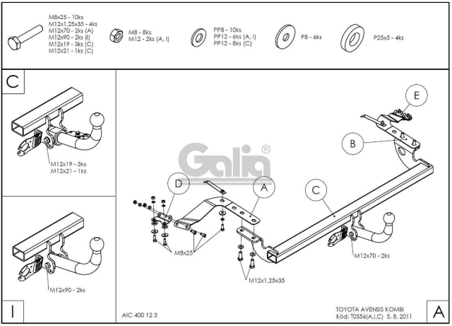 Фаркоп швидкознімний Toyota Avensis 2003-2009 (універсал) #13