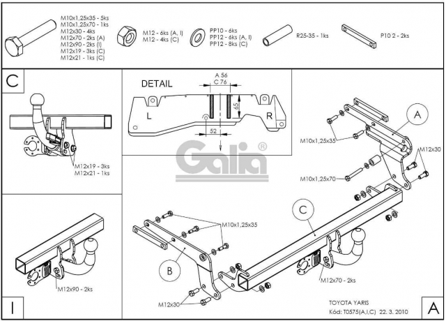Фаркоп знімний Toyota Yaris 2006-2011 1,4D #13