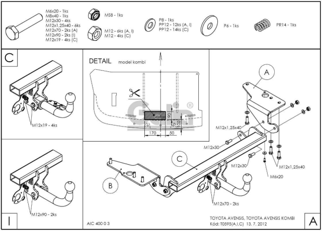 Фаркоп швидкознімний Toyota Avensis 2009-2015 (седан, універсал) #11