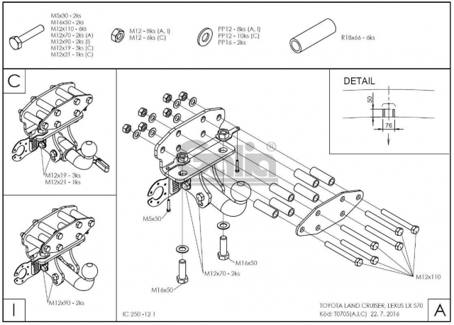 Фаркоп швидкознімний Toyota Land Cruiser 200 2007- #12