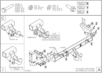 Фаркоп знімний Ford Ranger 2022-